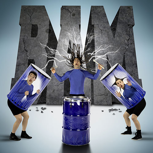 Affiche promotionnelle de BAM percussion présentant 3 hommes.