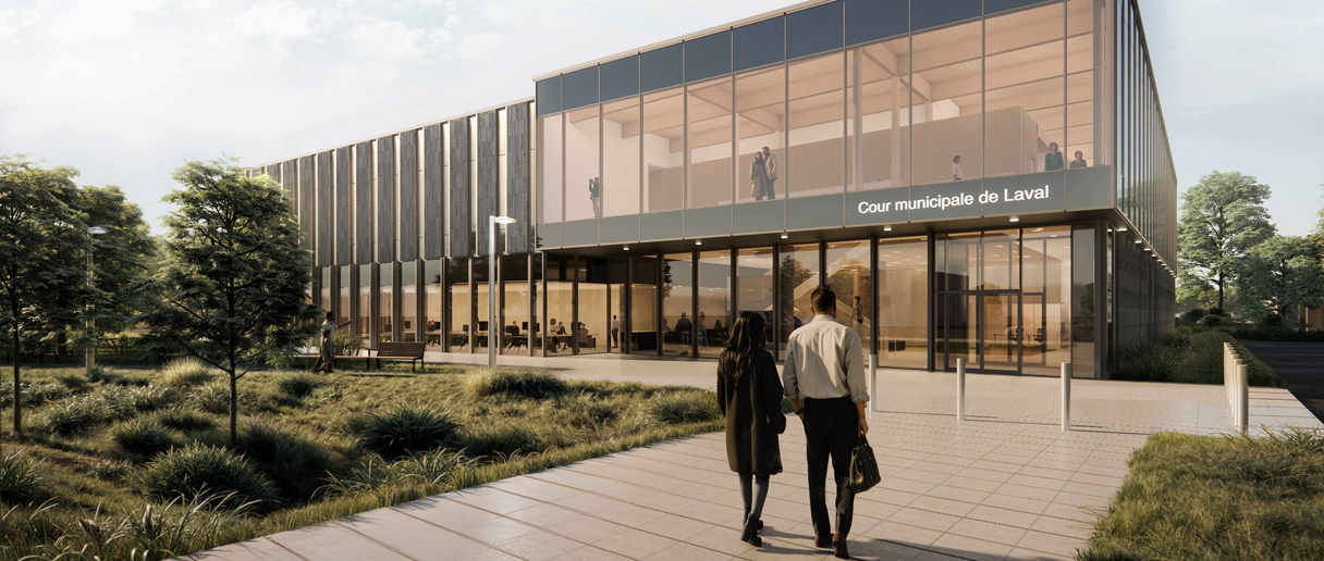 Rendu architectural de la nouvelle cour municipal de la Ville de Laval